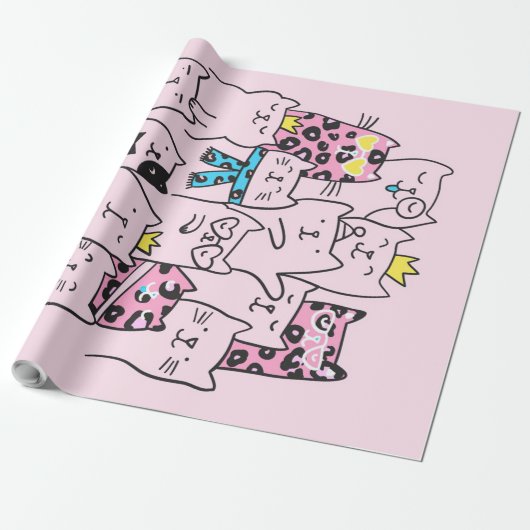Cattitude Cute Cat, Funny Kitten Cat Lover Gift Cadeaupapier (Uitgerold)