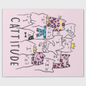 Cattitude Cute Cat, Funny Kitten Cat Lover Gift Cadeaupapier (Vlak)