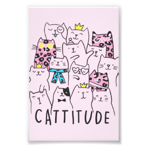 Cattitude Cute Cat, Funny Kitten Cat Lover Gift Foto Afdruk