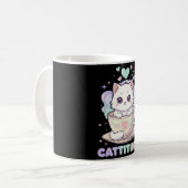Cattitude Cute Kawaii Pastel White Kitten  Koffiemok (Voorkant links)