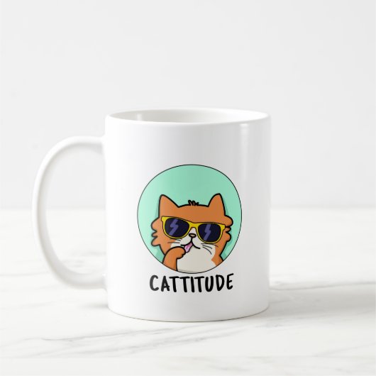Cattitude Funny Cat Pun Koffiemok (Links)
