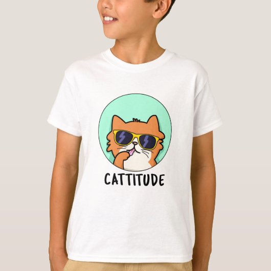 Cattitude Funny Cat Pun T-shirt (Voorkant)