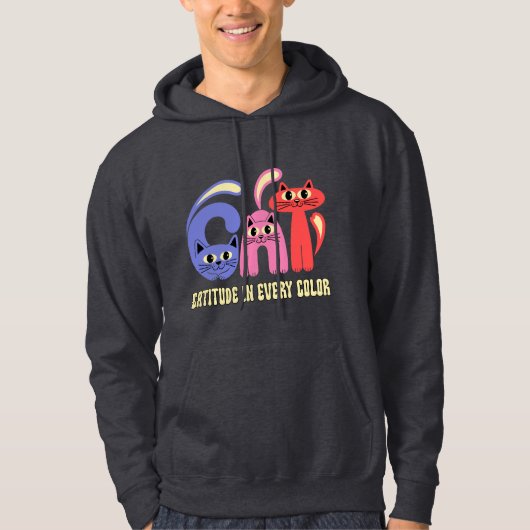 Cattitude in Elke Kleur Ontwerp Hoodie (Voorkant)