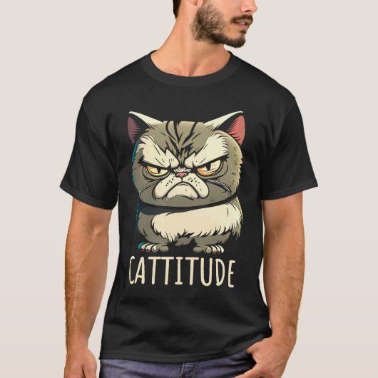 Cattitude Kattenattitude Geïrriteerd T-shirt (Voorkant)