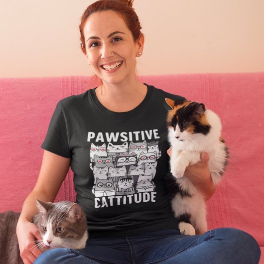 Cattitude optimistic cat humor t-shirt