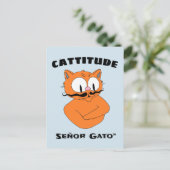 "CATTITUDE" Señor Gato Mustache Cat Briefkaart (Staand voorkant)