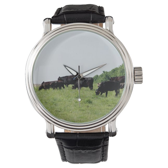 Cattle Black Angus Lederen Wrap Horloge (Voorkant)