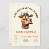 Cattle-Bration Birthday Invitation Kaart (Voorkant / Achterkant)