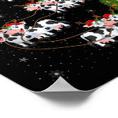 Cattle Cow Santa Sleigh Flying Funny Magical Chris Poster (Hoek)