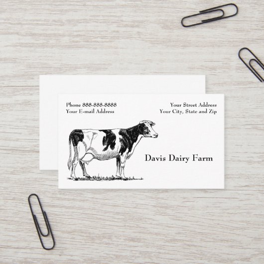 Cattle Dairy Farm Ranch Business Card Visitekaartje (Voorkant / Achterkant in situ)