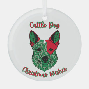 Cattle Dog Kerstwensen Glas Ornament