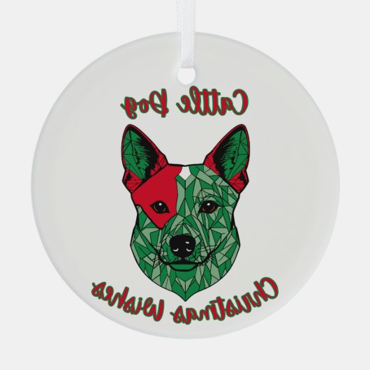 Cattle Dog Kerstwensen Glas Ornament (Achterkant)