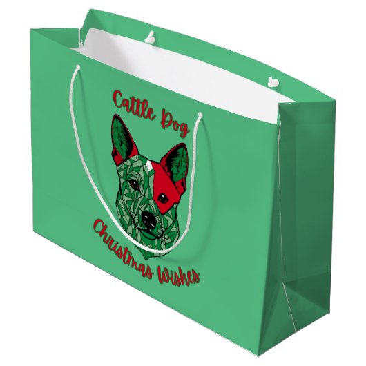 Cattle Dog Kerstwensen Groot Cadeauzakje (Achterkant Gekanteld)