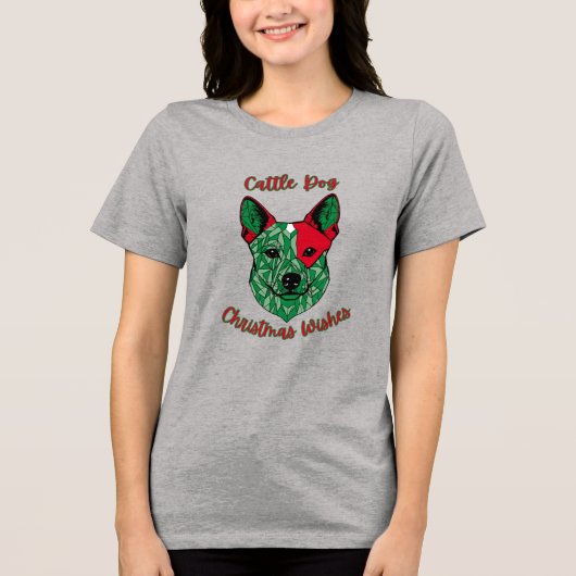 Cattle Dog Kerstwensen Tri-Blend Shirt (Voorkant)