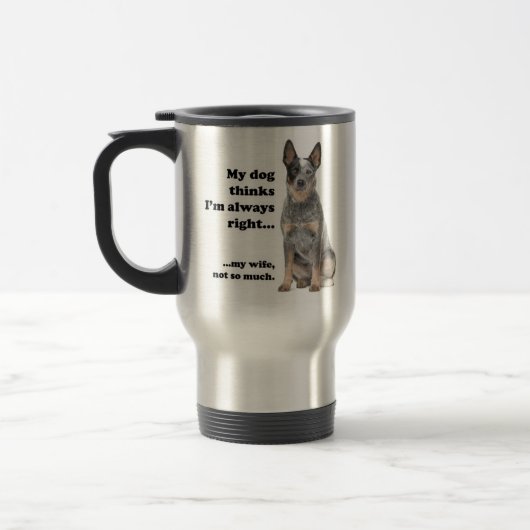 Cattle Dog tegen Wife Travel Mug Reisbeker (Links)