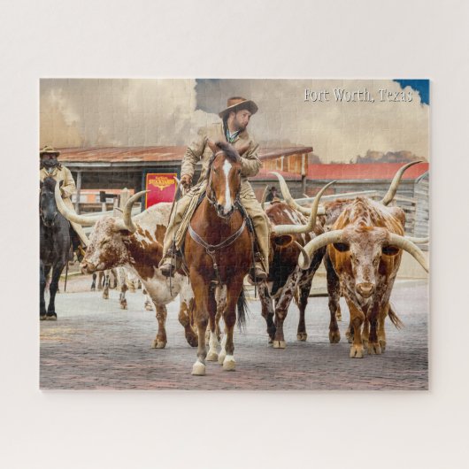 Cattle Drive, Longhorns & Cowboys, Fort Worth, Ver Legpuzzel (Horizontaal)