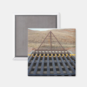 Cattle Grate Across Gravel Road. Wyoming, Western Magneet