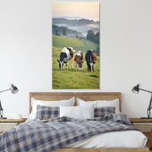 cattle grazing in the pasture canvas afdruk (Insitu (Slaapkamer))