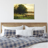 Cattle Near River - Edward Mitchell Banister Canvas Afdruk (Insitu (Slaapkamer))