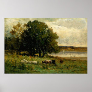 Cattle Near River - Edward Mitchell Banister Poster