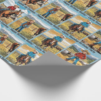 Cattle Roundup Boy's Birthday Personalize Name Cadeaupapier