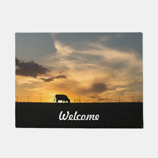 Cattle Sunset Silhouette Deurmat (Voorkant)
