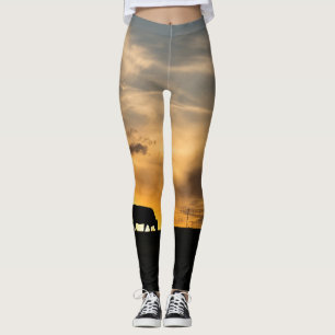 Cattle Sunset Silhouette Leggings