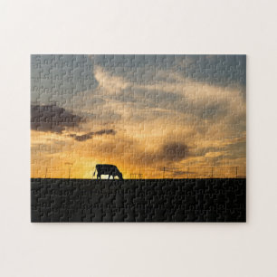 Cattle Sunset Silhouette Legpuzzel