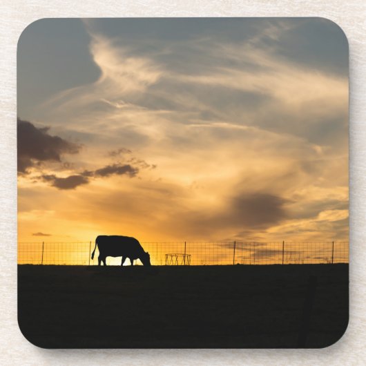 Cattle Sunset Silhouette Onderzetter (Voorkant)
