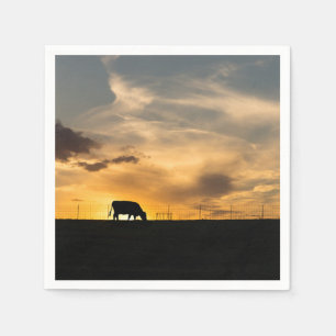 Cattle Sunset Silhouette Servet
