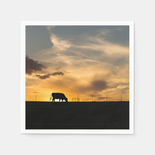 Cattle Sunset Silhouette Servet (Voorkant)
