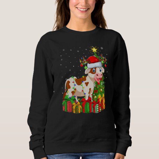 Cattle  Xmas Holiday Santa Cattle Christmas Tree Trui (Voorkant)