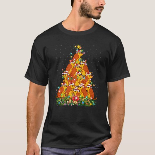 Cattle  Xmas Lights Santa Cattle Christmas Tree T-shirt (Voorkant)