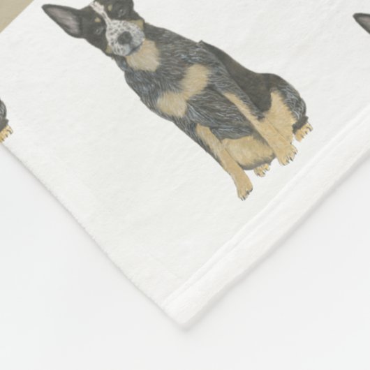 Cattledog Heeler (Blauw Zwart Tan) Roze & Wit Fleece Deken (Hoek)
