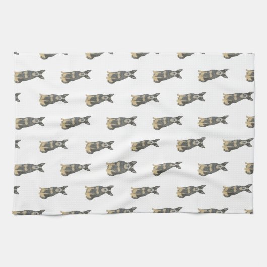 Cattledog Heeler (Blue Black Tan) Theedoek (Horizontaal)