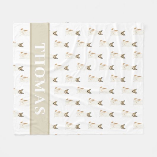 Cattledog Heeler (Rood Wit) Roze & Wit Fleece Deken (Voorkant (Horizontaal))