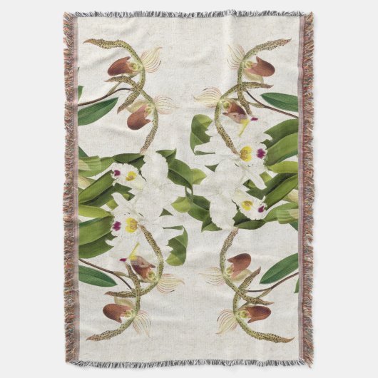 Cattleya Lady Slipper Orchid Flowers Throw Blanket Deken (Voorkant Verticaal)