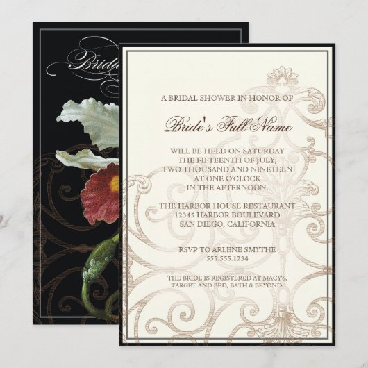 Cattleya Orchid Black Cream - Vrijgezellenfeest Ui Kaart (Voorkant / Achterkant)