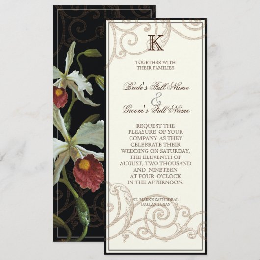 Cattleya Orchid Black Cream - Weddenschap Kaart (Voorkant / Achterkant)