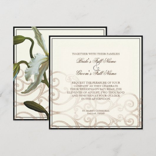 Cattleya Orchid Cream Black - Weddenschap Kaart (Voorkant / Achterkant)