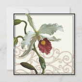 Cattleya Orchid Cream Black - Weddenschap Kaart (Achterkant)