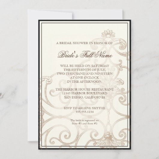 Cattleya Orchid Cream Zwart - Bloemen Vrijgezellen Kaart (Voorkant)