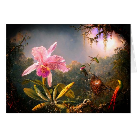 Cattleya Orchid en Drie Braziliaanse Hummingvogels (Voorkant Horizontaal)