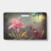 Cattleya Orchid en drie kolibries kop Badge (Achterkant)