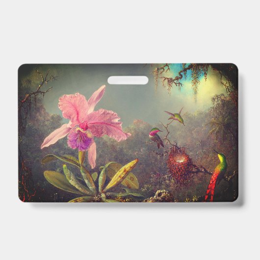 Cattleya Orchid en drie kolibries kop Badge (Voorzijde)