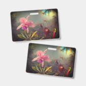 Cattleya Orchid en drie kolibries kop Badge (Voor- en achterkant)