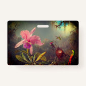 Cattleya Orchid en drie kolibries kop Badge (Achterkant)