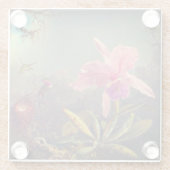 Cattleya Orchid en drie kolibries kop Glazen Onderzetter (Achterkant)