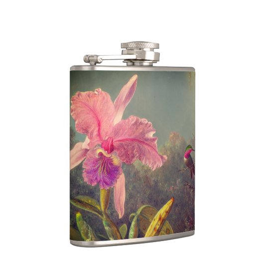 Cattleya Orchid en drie kolibries kop Heupfles (Rechts)