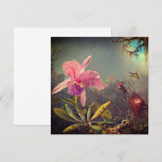 Cattleya Orchid en drie kolibries kop Kaart (Voorkant / Achterkant)